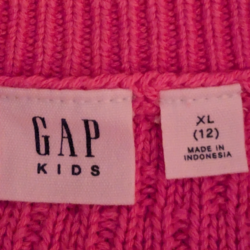 GAP Kids Vibrant Pink Cable Knit Sweater XL (12)